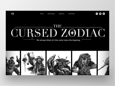 The Cursed Zodiac NFT Website ☠️ astrology blockchain character crypto crypto art death etherium flesh home page illustration landing page leo metal nft nft avatar opensea painting skull ui zodiac