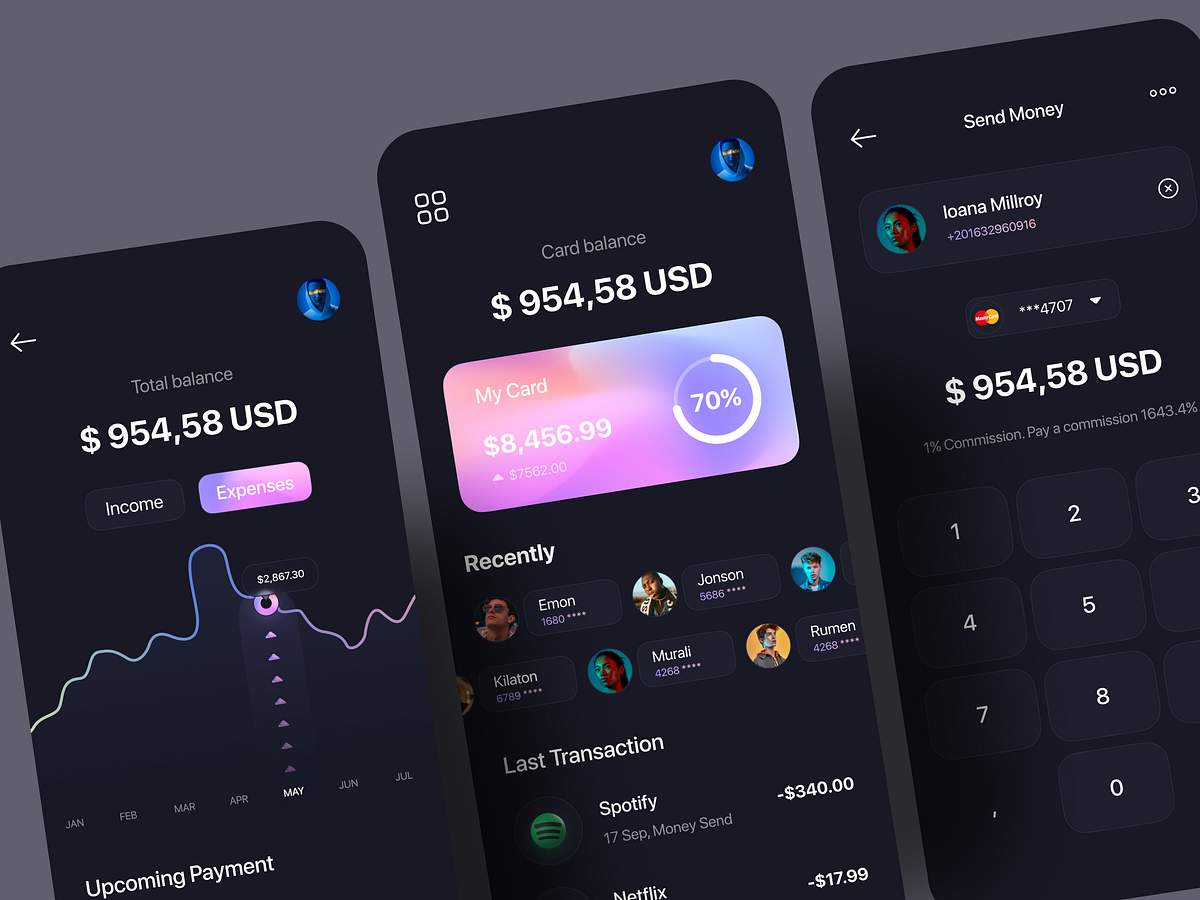 Bank Wallet App design by Finlay for Ui Sharks on Dribbble