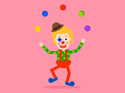 Clown character design digital art drawing flat design graphic design illustration illustration 2d vector vector art vector graphics vector illustration