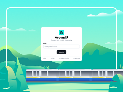 Sign In Illustration - AroundU gradient illustration interface login mountains nature siginin sunrise train trees ui ux webdesign website