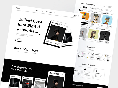 NFTs Landing Page clean crypto design landing page marketplace metaverse nft nfts token ui web design