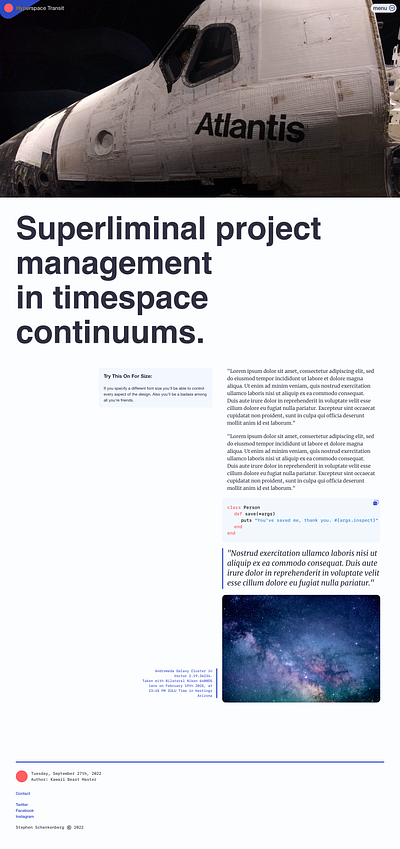 Superliminial Page design ghost theme