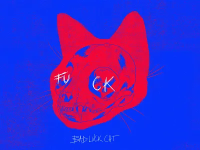 Bad Luck Cat cat design handdrawn handlettering illustration luck skull skull art