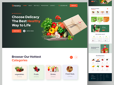 Grocery Shop Landing Page Design brandingdelivery creative design ecommerce website food website grocery grocery landing page grocery platform grocery shop grocery web homepage landing page minimal online shop product super shop website trendy uiux design web design website design