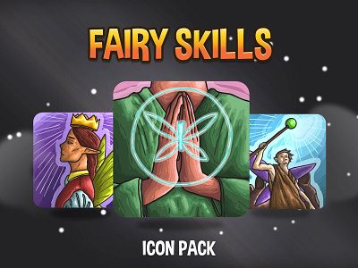 Fairy Skills Icon Pack 2d asset assets fairy fantasy game game assets gamedev icon icone icons indie indie game mmo mmorpg rpg set skill skills vector
