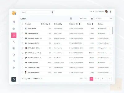 Orders Listing UI animation app branding cuberto dashboard design filter halolab icon illustration kit8 listing logo navigation table ui ui8 ux vector web app