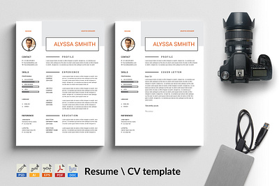 Resume template branding clean cover cover letter cv design illustration logo resume ui