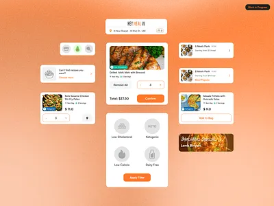 UI Components - Meal Delivery Service App concept design design system figma food app food delivery food order meal plan minimal minimalism mobile ui restaurant stylesheet ui ui components ui design ui ux uiux ux uxui