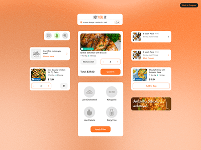 UI Components - Meal Delivery Service App concept design design system figma food app food delivery food order meal plan minimal minimalism mobile ui restaurant stylesheet ui ui components ui design ui ux uiux ux uxui