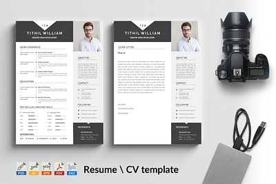 Resume template branding clean cover cover letter cv design illustration logo resume ui
