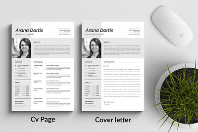 Resume template branding clean cover cover letter cv design illustration logo resume ui