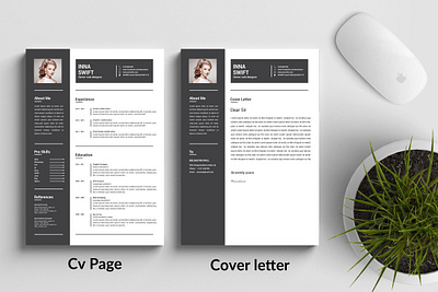 Resume template branding clean cover cover letter cv design illustration logo resume ui