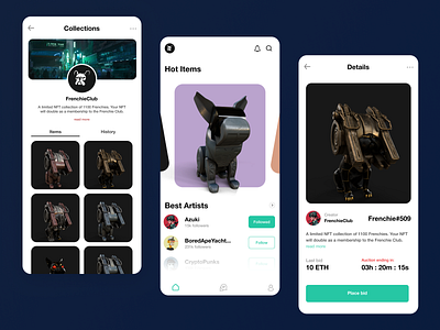NFT Mobile App minimalist mobile nft nft mobile app uiux