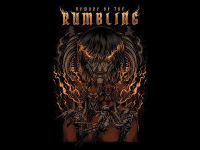 Attack on Titan Rumbling Fanart anime anime apparel apparell artworkforsale attack on titan branding clothing illustration japan shingeki no kyojin tshirt tshirt design