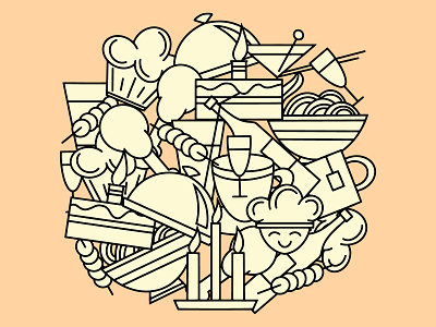 Sketch food collage art line Vector illustration wine