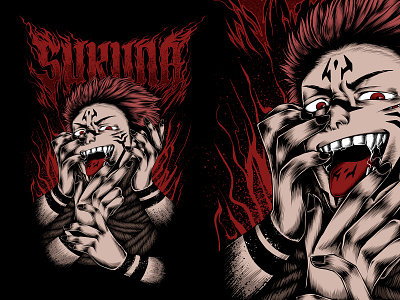 Sukuna Jujutsu Kaisen Fanart ( Design for Sale ) anime clothing apparell artworkforsale branding clothing design gojo satoru illustration jujutsu kaisen sukuna tshirt tshirt design