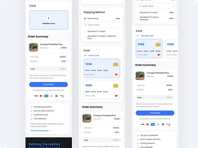 Checkout Mobile Responsive checkout checkout flow clean credit card delivery method e commerce form mobile multi step order details order summary progress bar user interface