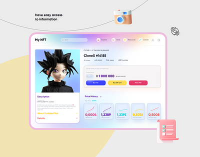 NFT anime dashboard marketplace nft profile punk store ui ux web