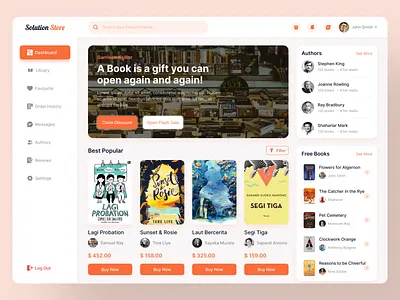 Book Store Dashboard administrator book store book store dashboard branding dashboard design dashboard ui ebook ecommerce library ui uiux design userinterface ux web website design