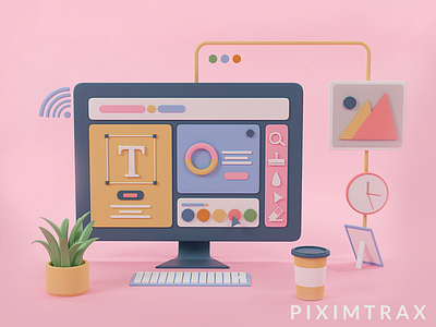 3d web illustration in blender - 3d website designs - PiximTrax 3d 3d design 3d illustration animation blender 3d branding design graphic design illustration logo motion graphics piximtrax ui ux vector web illustration website design