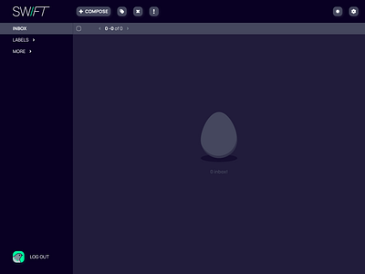 SWIFT- Email client- 0 inbox dark mode branding design graphic design illustration logo ui ux vector