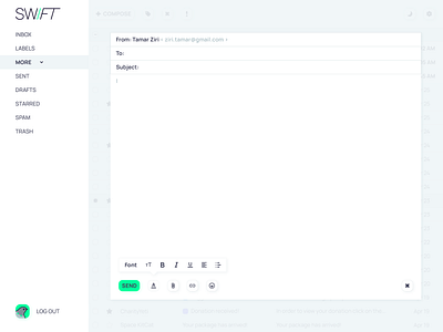 SWIFT- Email client- Compose light mode branding design graphic design illustration logo ui ux vector