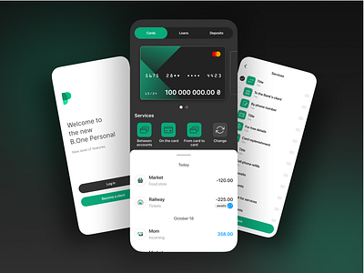 Redesign B.One Bank mobile app app application bank card cards design fintech follow icons incoming ios login mobile design money new payment tabs tickets ui ux