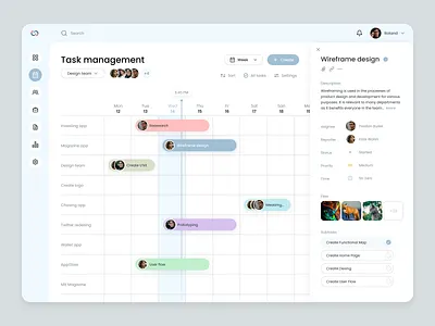 Task Management Dashboard admin collaboration dashboard desing desktop gantt management navigation sidebar task team ui ux