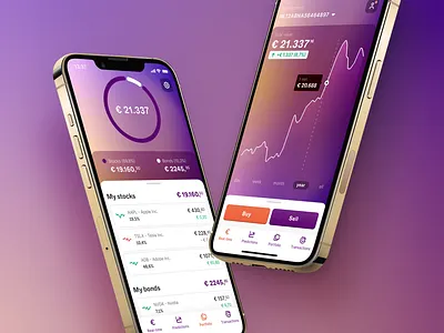 Stockmarket app app chart finance graph mesh gradient mobile mockup money portfolio stock stock market stocks ui