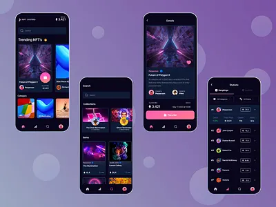 NFT Mobile App UI Design branding clean crypto digital product graphic design illustration interface marketplace minimal mobile nft product design ui uidesign ux