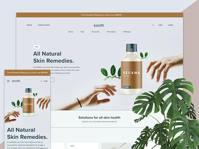 Sooth Skin Care Product E-commerce Website app care cosmetics design e commerce ecommerce design essential design green illustration lan landingpage leaf minimalislic site site design skincare ui web website website design