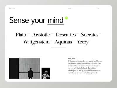 Sensive Journal & Mood Tracker - Landing Page app design journaling landing page landing site marketing site mood tracker product sensive ui ux web webpage website