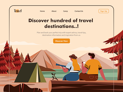 Travel - Web Design with Landscape Illustrations banner illustration travel travel agency travel website ui uiux ux vector webdesign website