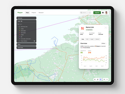 Mapper Concept Dashboard analytics cartography electricity grid geographic information system gis layers map maps navigation ui