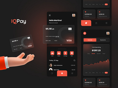 IQPay bank app design app design bank banking case credit card debit crad design figma finance logo master card mobile app money saving transection ui ui design ux visa wallet