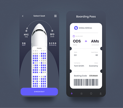 Flight Booking App Design airline android app booking branding flight ios latest seats shot ticket ui ux