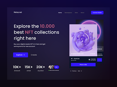 NFT Landing Page Website crypto eth etherium nft nftdesign nftlandingpagewebsite nftwebdesign nftwebsite uidesign uiux userinterfacedesign uxdesign