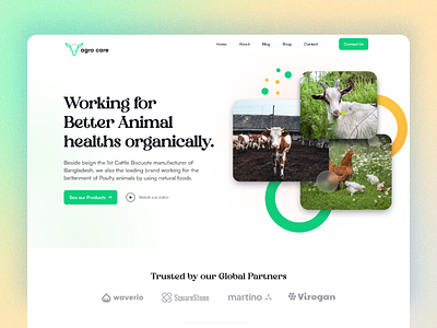 Agro Care - Website Redesign animal website blue home page minimal ui web design