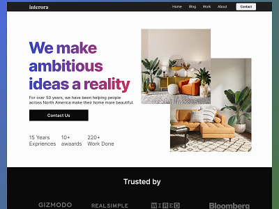 Interior Websites Design Concept graphic design homepage design interior interior design interior website landing page design ui ux website design websites