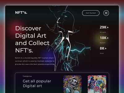 NFT's Website Landing Page _ Hero Header anik bitcoin blockchain clean crypto currency crypto exchange crypto web cryptoart digital artwork ethereum homepage landing page modern nft nft artwork token trend ui web website