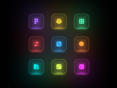 Anron Icons for Figma: Neon Edition 2.0 24px broken duocolor duotone figma filled glowing gumroad icon icons library line monochrome neon pack set