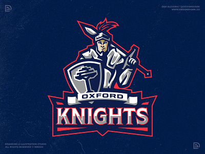The Oxford School Knights athletic branding badge design bold branding clean custom type illustration knight knight illustration knight logo logo logo design mascot design mascot logo modern responsive sports branding sports logo vector