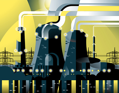 Nuclear Power abstract advertising branding contemporary design editorial energy green illustration illustrator infrastructure nuclear vector