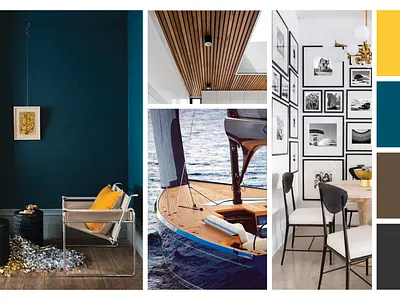 Interior Design Board and Blueprints blueprints boat chair colors frames furniture interior design lamps light moodboard sea wood