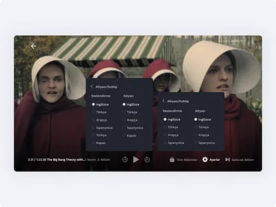 Video player Settings episode fullscreen handmaid hbo hulu netflix ott pause seekbar spotify subtitles tvseries video video website videoplayer youtube