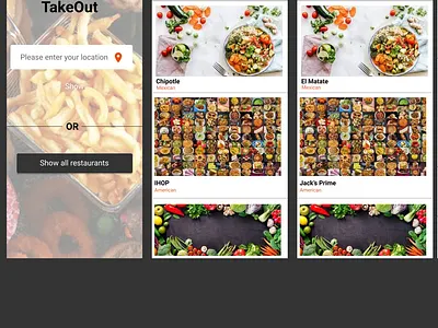 TakeOut App app design ux