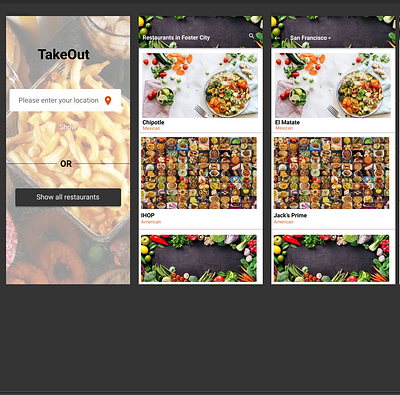 TakeOut App app design ux