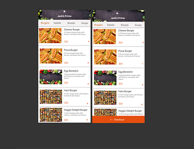 TakeOut- Restaurant Menu List app design ux