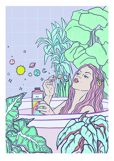 Self Care illustration For Cosmetics DR ROMAN beauty cartoon female feminine illustration pop art pop illustration self care self love wellness illustration