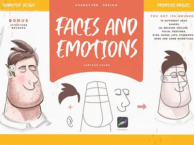 Free Faces & Emotions Procreate Brush cartoon character child comic cute emotions face facial features illustration man pencil playful procreate procreate app procreate brush procreate brushes sketch textures woman